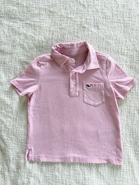 Vineyard Vines 3T Pink Striped Polo with Pocket